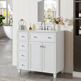 36" Bathroom Vanity With Ceramic Basin, Bathroom Sink Cabinet with Drawers 3