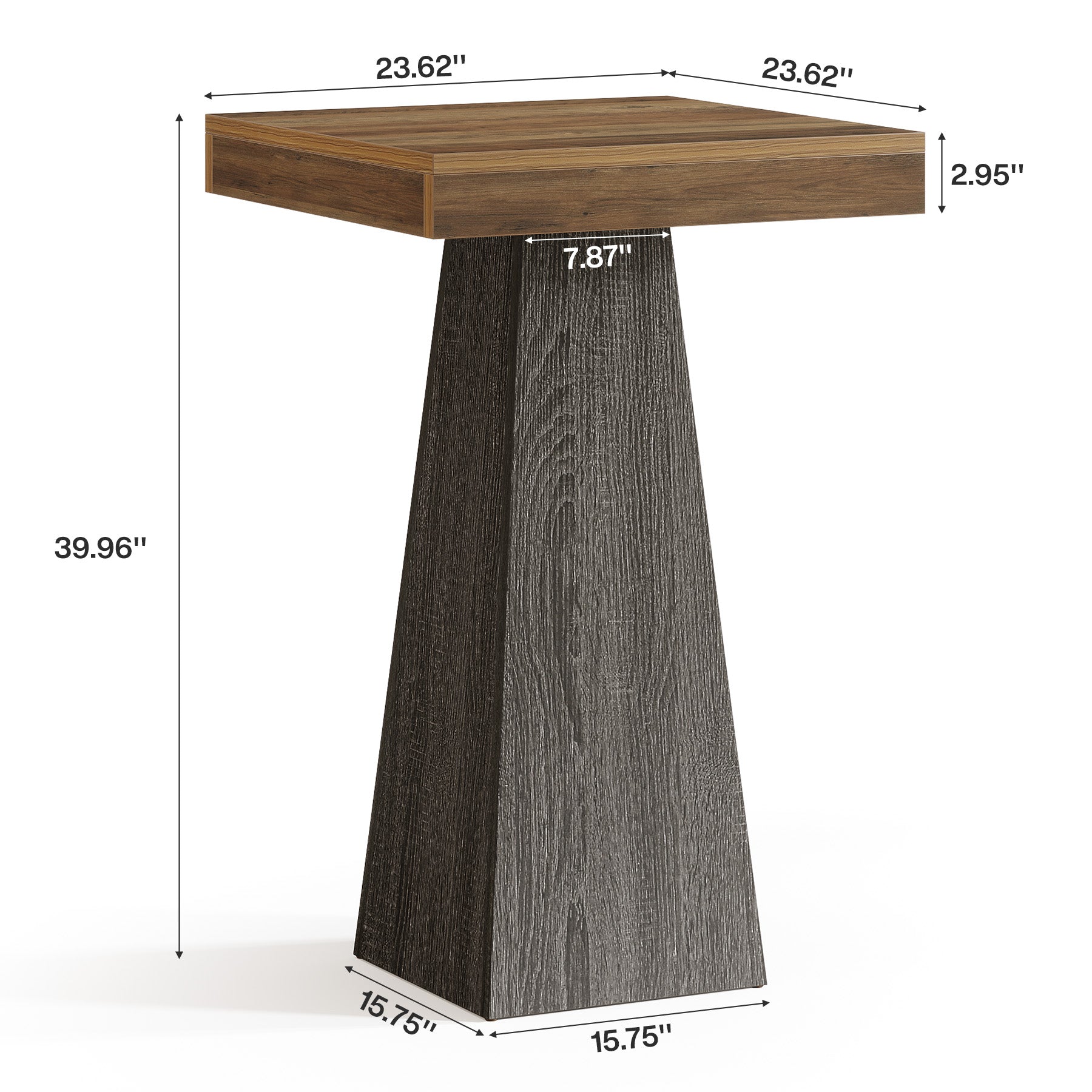 37.4" Bar Table, Square Pub Table Dining Room Table