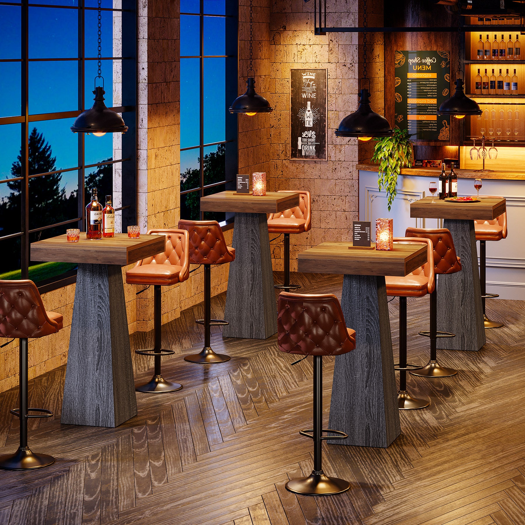 37.4" Bar Table, Square Pub Table Dining Room Table