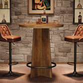 37.4" Bar Table, Wooden Bistro Pub Table with Metal Ring Footrest 3