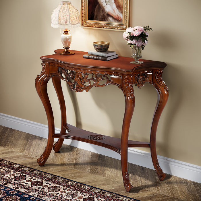 37.6" Console Table, Elegant Two-Tier Entryway Hallway Table Tribesigns