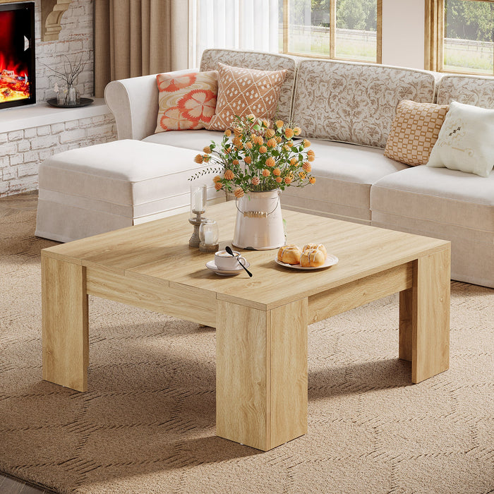 38.8" Square Coffee Table, Wood Center Table Snack Table Tribesigns