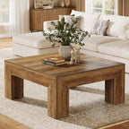 39-Inch Square Rustic Coffee Table, Small Cocktail Table for Living Room