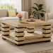 39" Coffee Table, Square 2 - Tier Center Table Tea Table with Storage Shelf Tribesigns