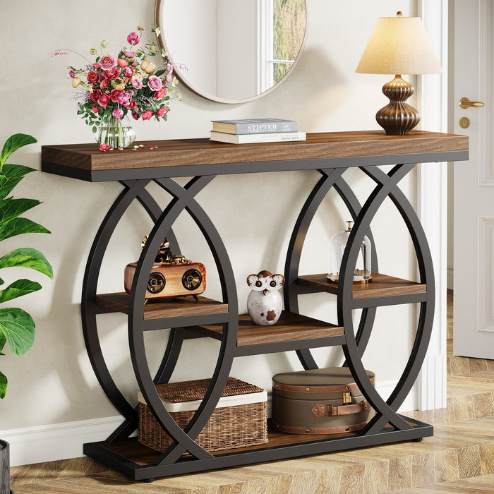 39" Console Table, 4 - Tier Sofa Table Entryway Table with Storage Shelves Tribesigns