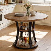 39.37" Round Dining Table, Farmhouse Kitchen Table with Storage for 4 People 3