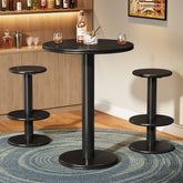 39.4" Bar Table, Modern Bistro Pub Table Cocktail Table with 2 Barstools 3