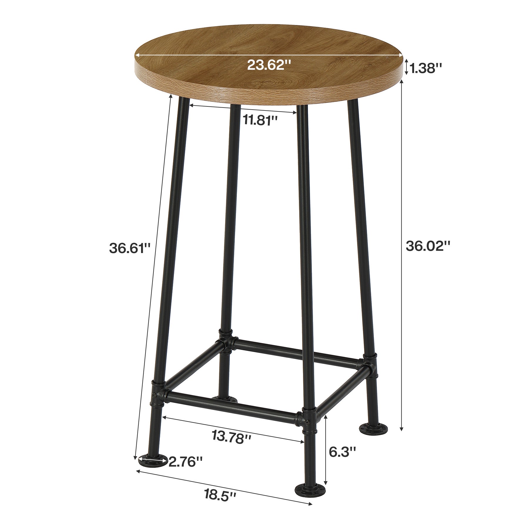 39.4" Round Bar Table, High Top Pub Table Drink Cocktail Furniture