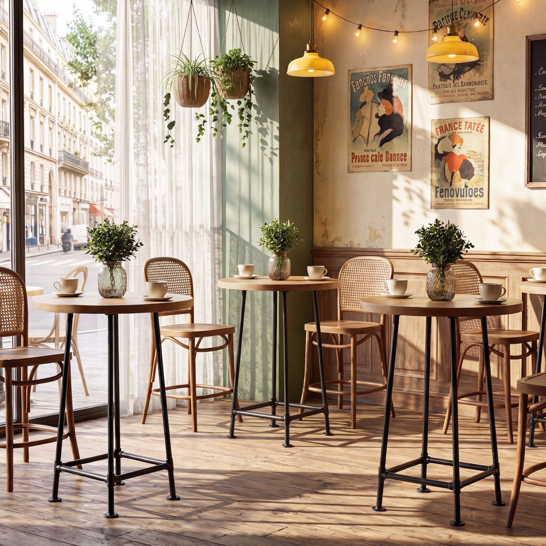 39.4" Round Bar Table, High Top Pub Table Drink Cocktail Furniture