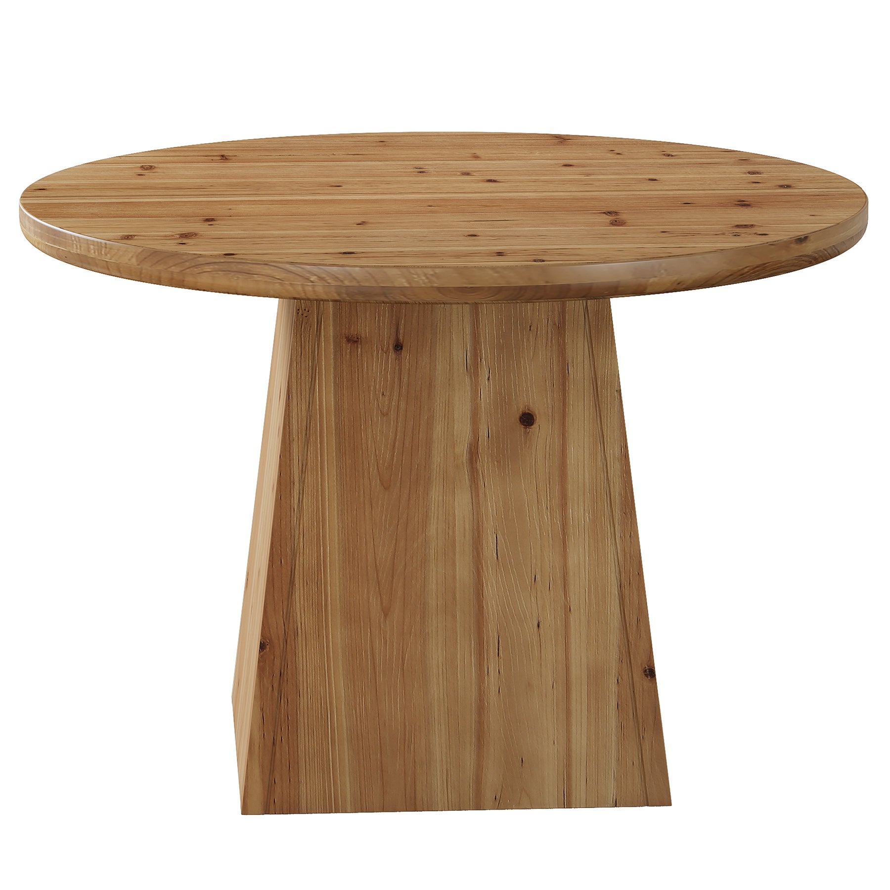 39.4" Round Dining Table, Solid Wood Kitchen Table with Sturdy Pedestal Base for 4