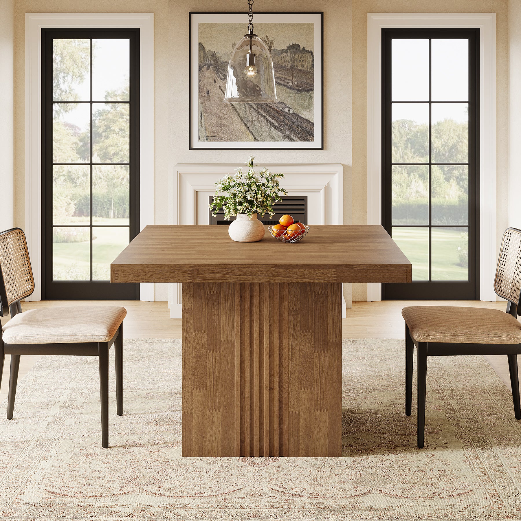 39" Dining Table, Farmhouse Square Kitchen Dinner Table for 4
