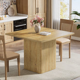 39" Dining Table, Square Fluted Kitchen Table with Sturdy Pedestal for 4 3