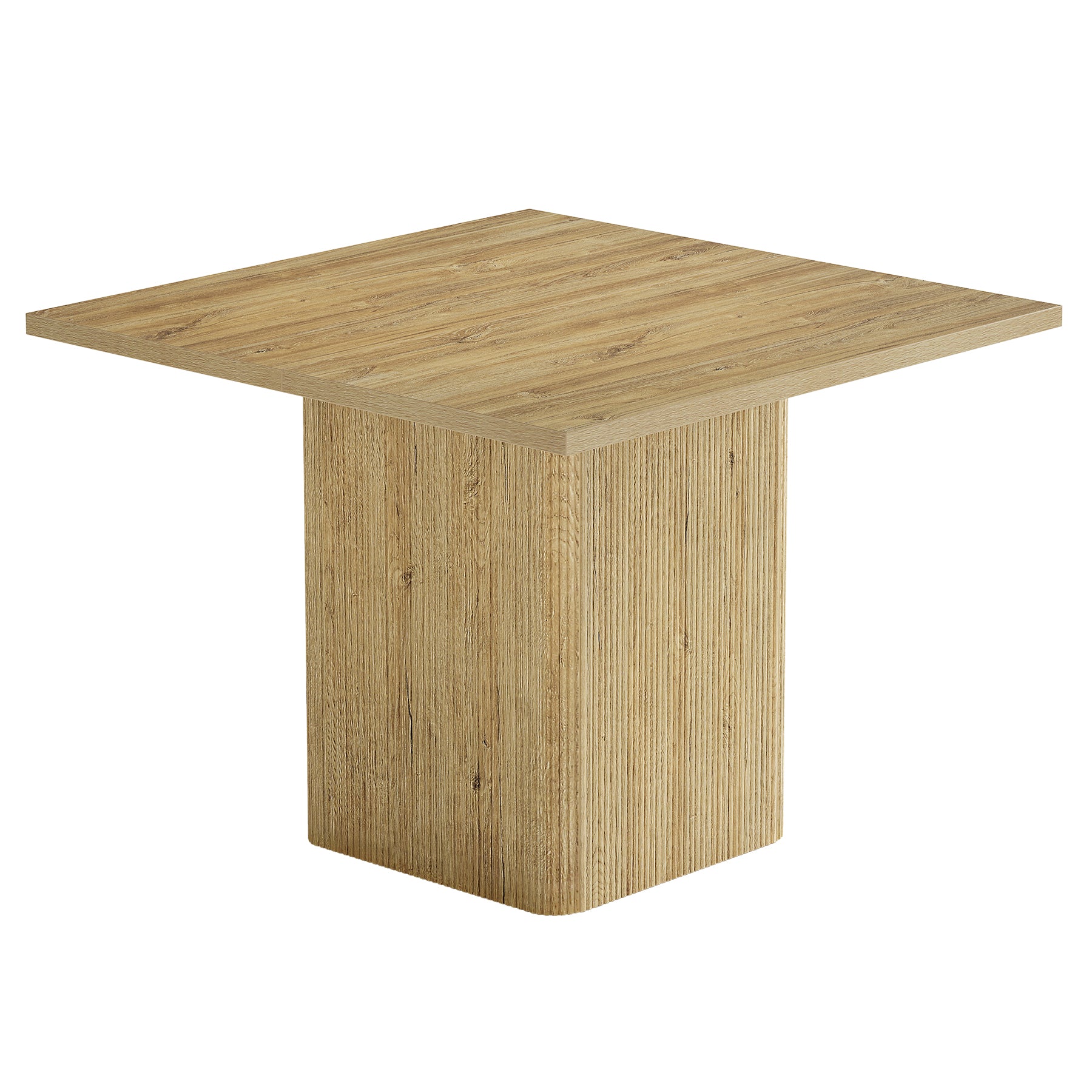 39" Dining Table, Square Fluted Kitchen Table with Sturdy Pedestal for 4