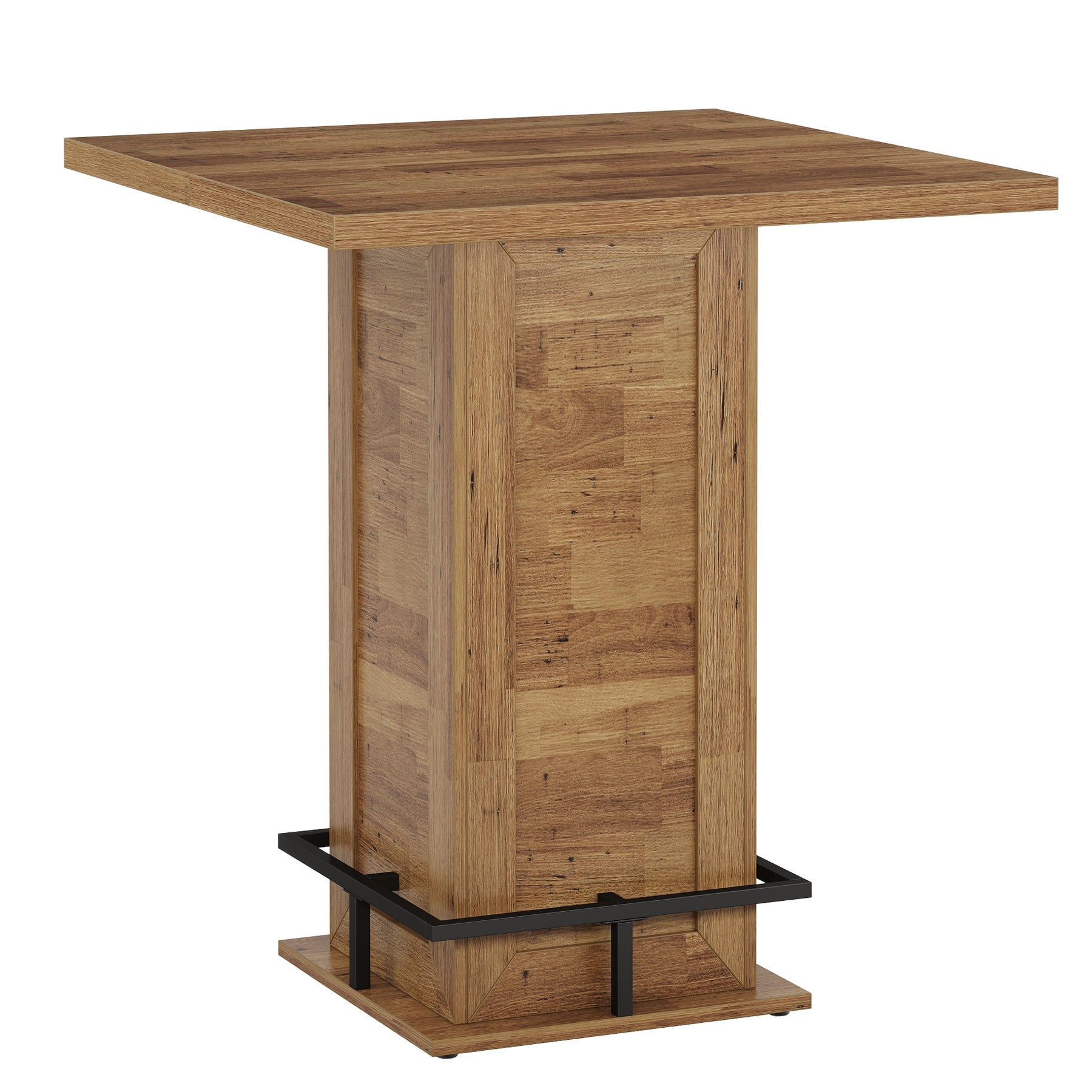 39" High Top Bar Table, Square Bistro Pub Cocktail Table