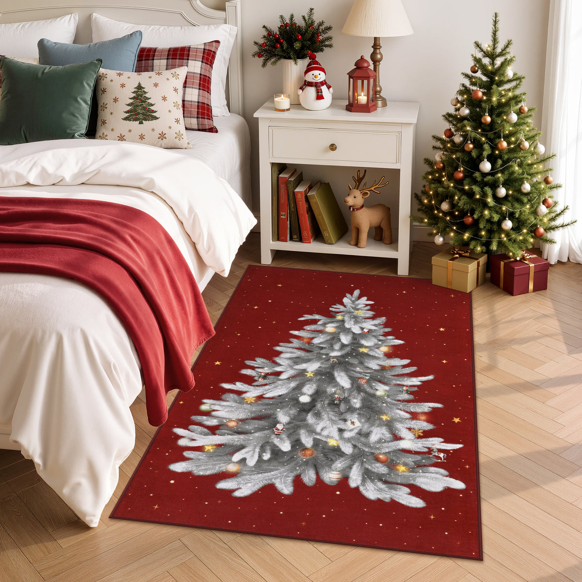 Tribesigns Christmas Tree Washable Runner Rug for Hallway Entryway