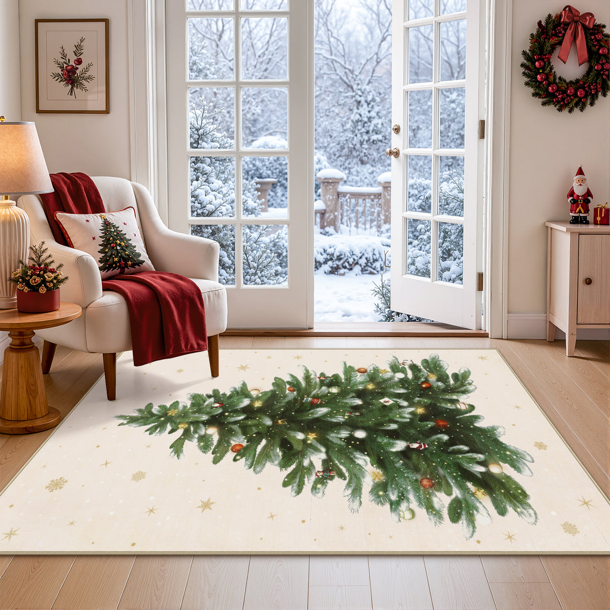 Tribesigns Christmas Tree Washable Runner Rug for Hallway Entryway