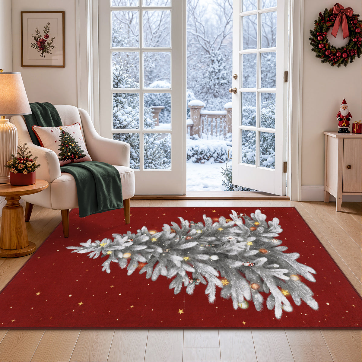Tribesigns Christmas Tree Washable Runner Rug for Hallway Entryway