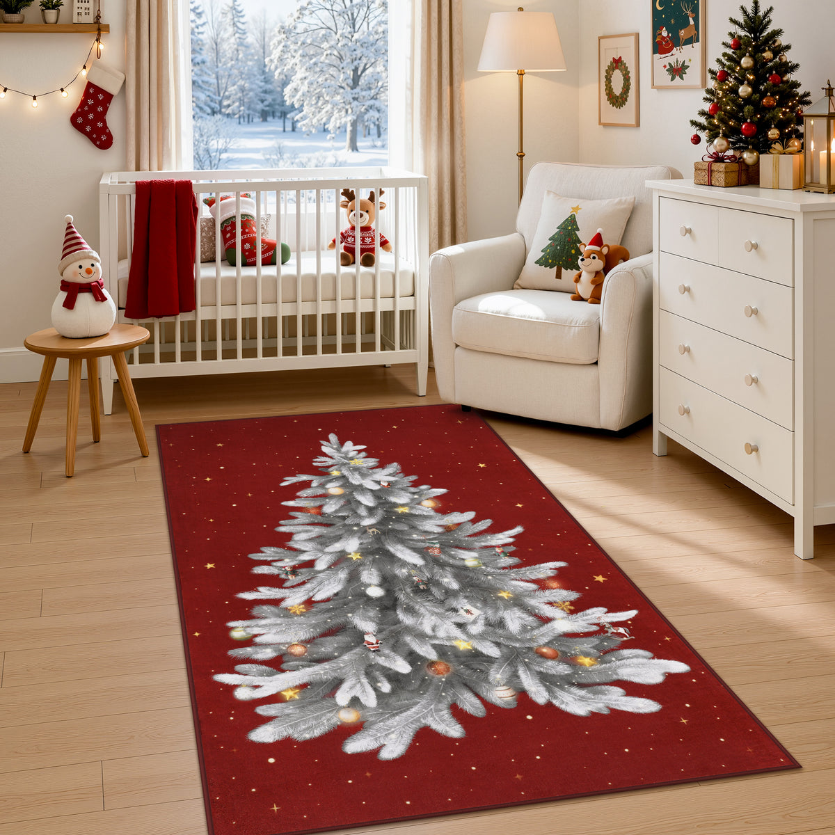 Tribesigns Christmas Tree Washable Runner Rug for Hallway Entryway