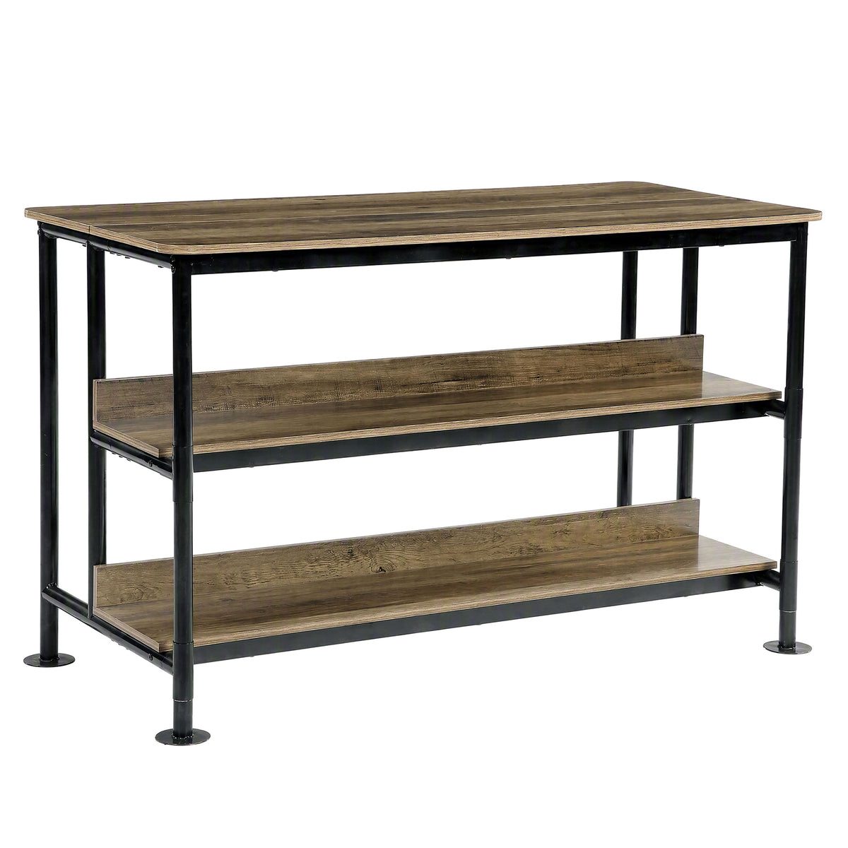 59" Home Bar Table with 3-Tier Storage Shelves, Counter Height, Kitchen Dining Room Pub Table