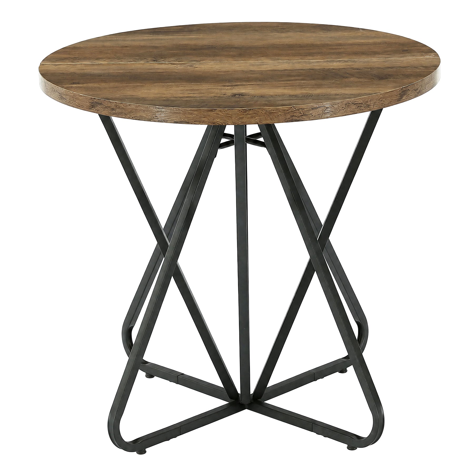 31.5" Round Dining Table, Small Farmhouse Kitchen Table with Geometric Frame for 2-4