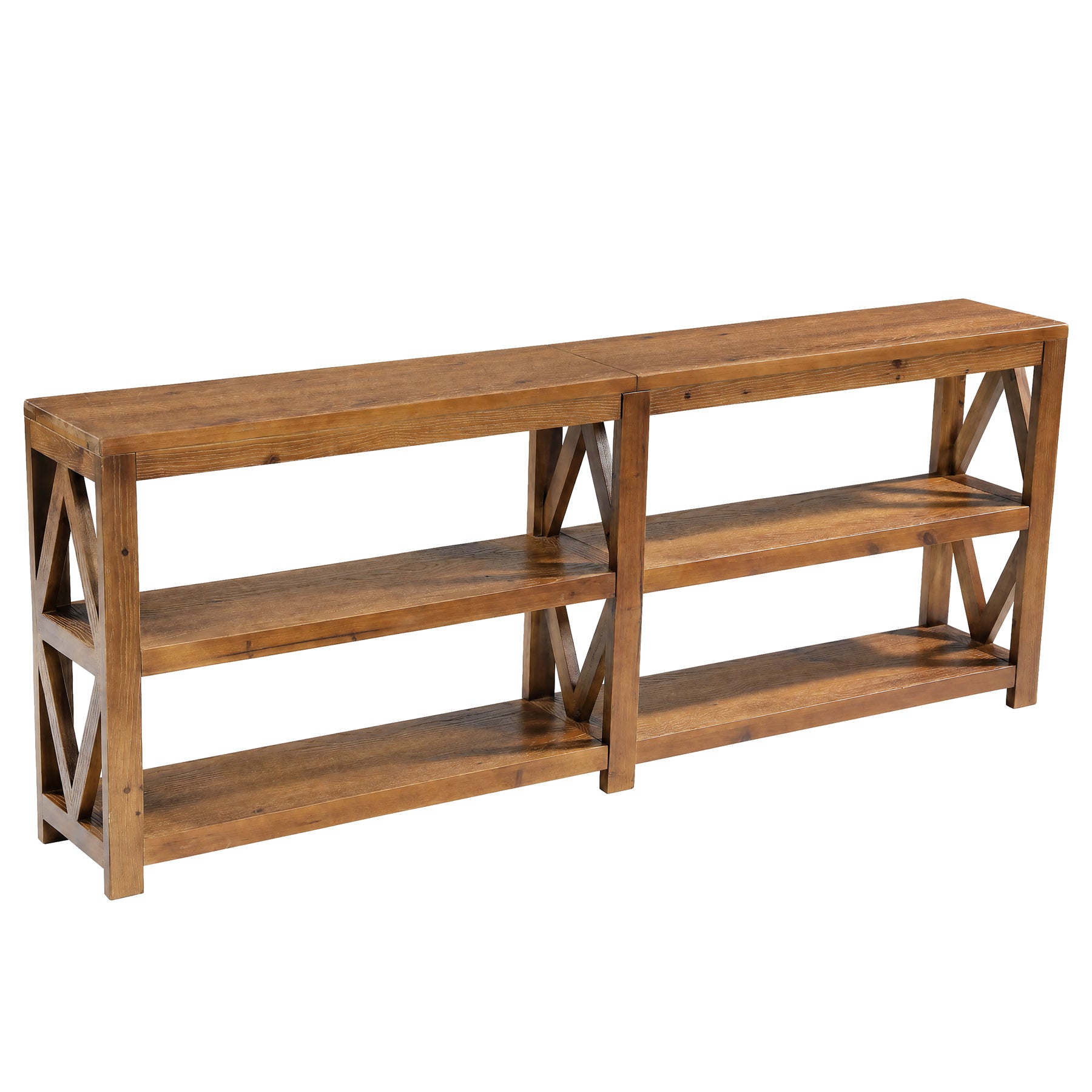 78.7" Solid Wood TV Stand for up to 85" TVs, 3-Tier Extra Long Entertainment Center