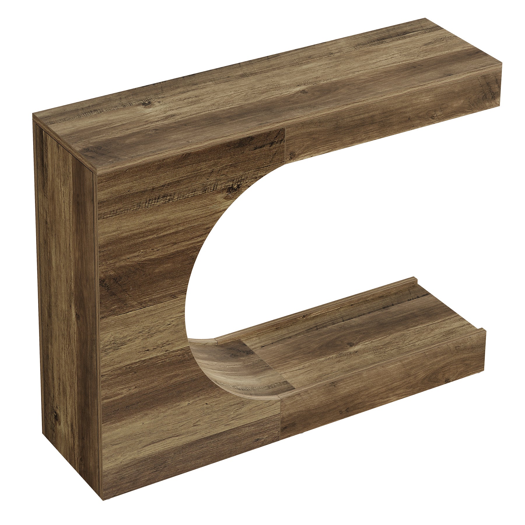 39.4" C-Shaped Console Table, 2-Tier Entryway Sofa Table Behind Couch for Hallway