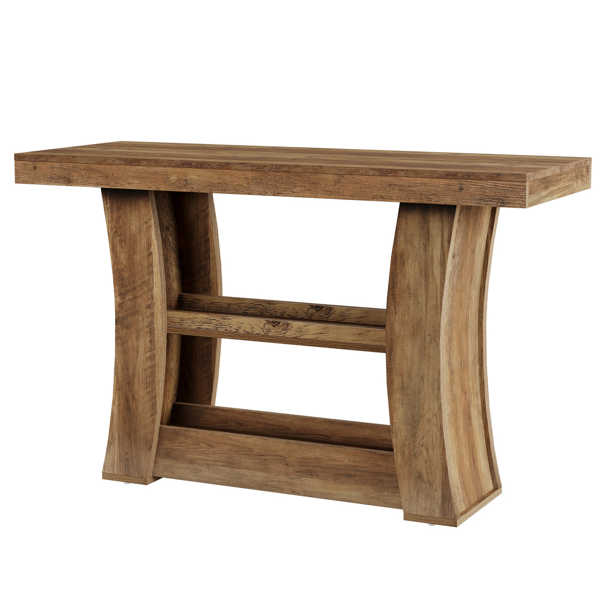 59.06" Bar Table, Counter Height Pub Table with 2-Tier Storage Shelves for Home Bar