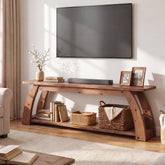 63" Solid Wood TV Stand for up to 75" TVs, 2-Tier  Entertainment Center with Open Storage 3
