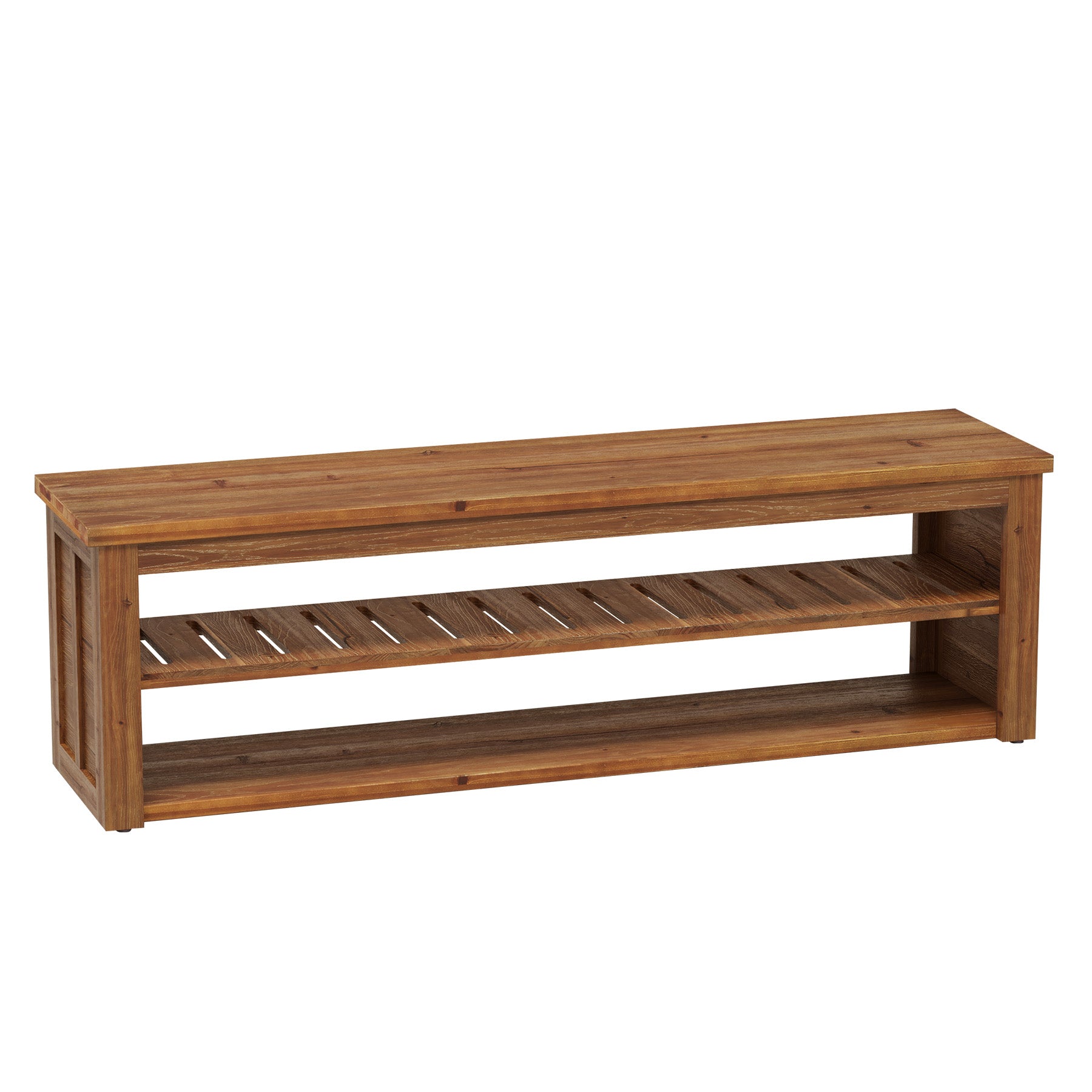 63" Solid Wood TV Stand, Rustic Entertainment Center for TVs Up to 75 Inch for Living Room