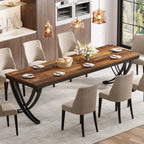 Rectangular Dining Table for 6-8, 78" Farmhouse Dinner Table with Metal Legs