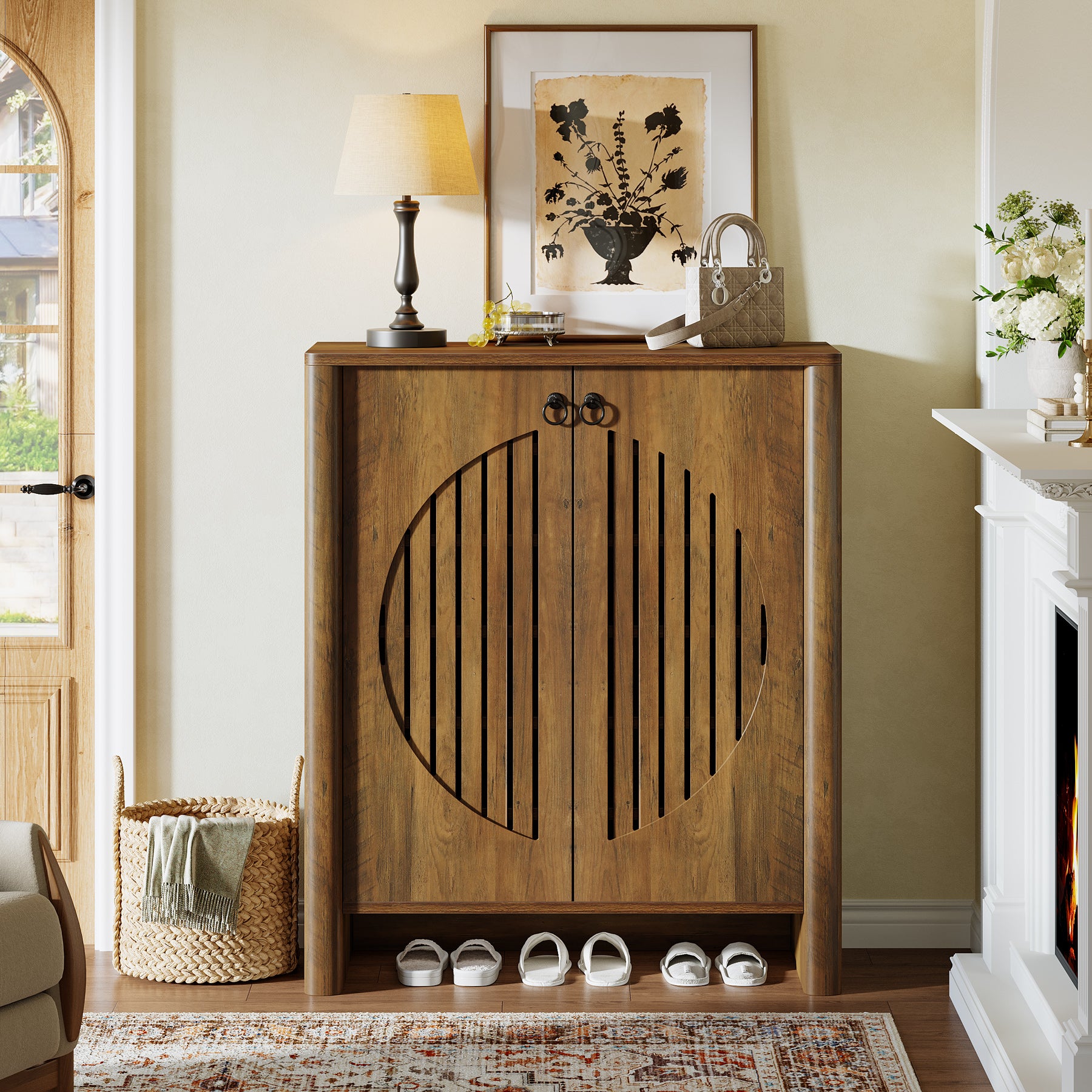 5-Tier Shoe Cabinet with Doors, Shoe Storage Organizer with Removable Shelf