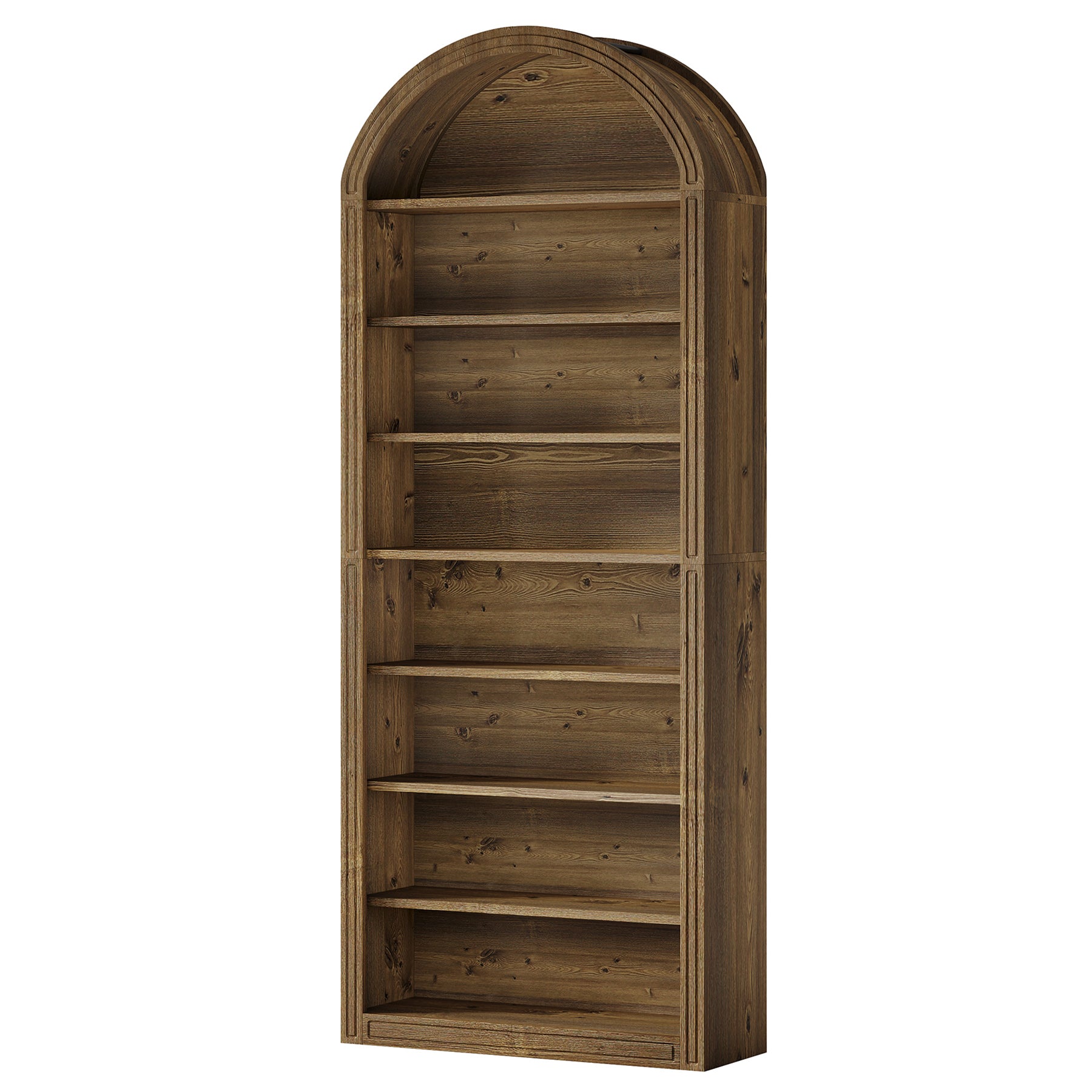 6/8-Tier Tall Bookshelf, Wooden Arched Bookcase Display Shelving Unit
