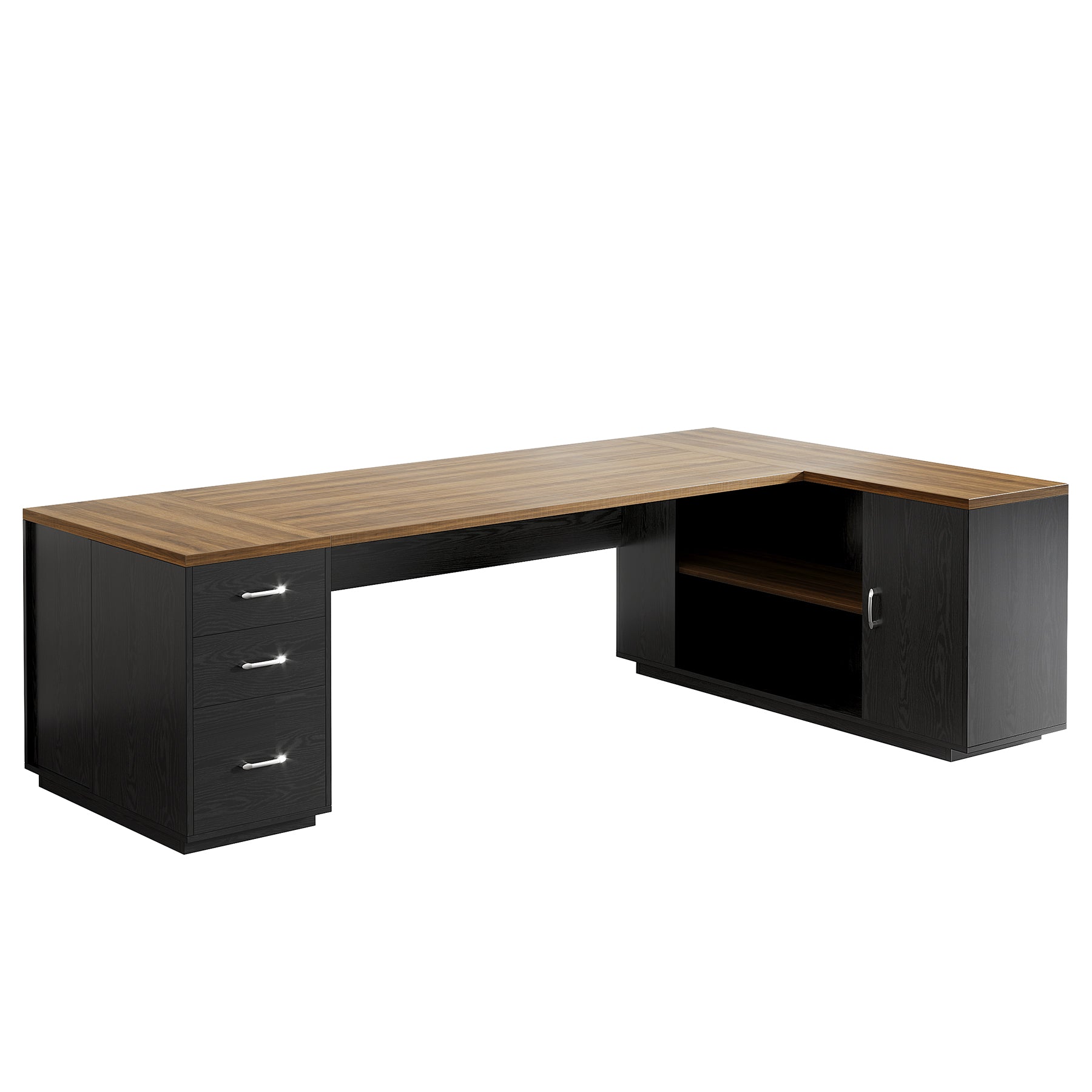 85.8" Executive Desk, L-Shaped Office Desk Computer Desk with File Drawers