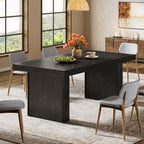 63" Dining Table for 6, Modern Kitchen Table with Fluted Line