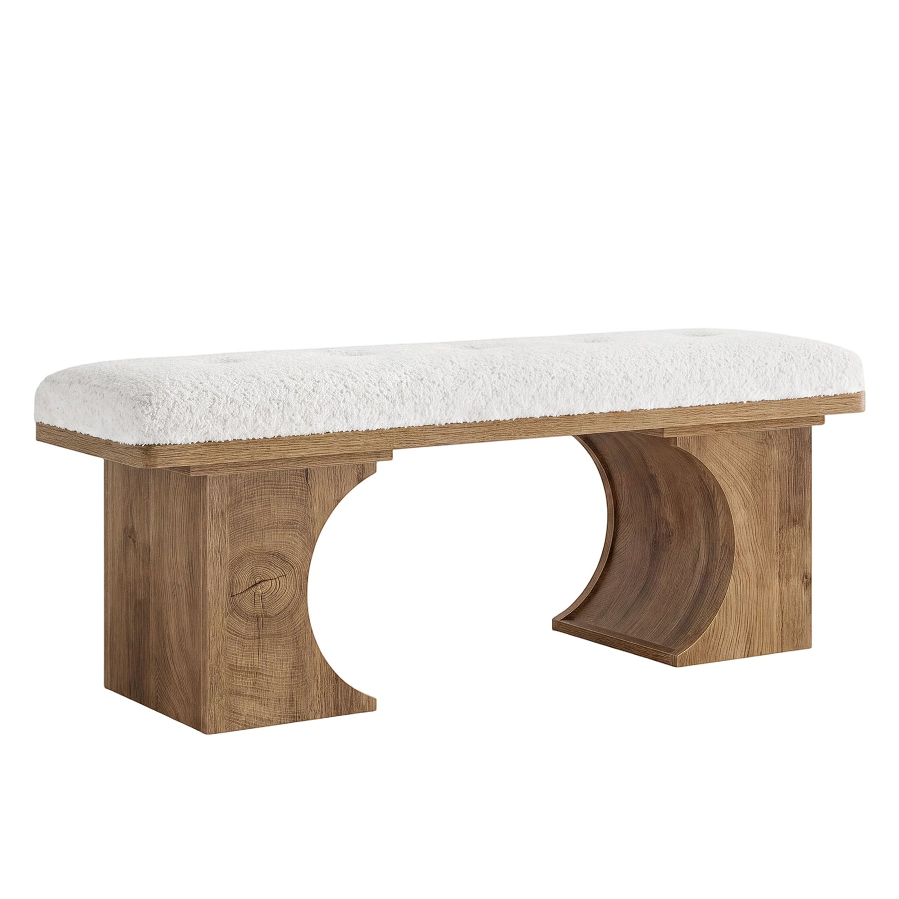 Tribesigns 47.24-Inch Upholstered Entryway Bench with Soft Cushion and Curved Wooden Legs, Modern Rustic Shoe Bench for Hallway and Living Room