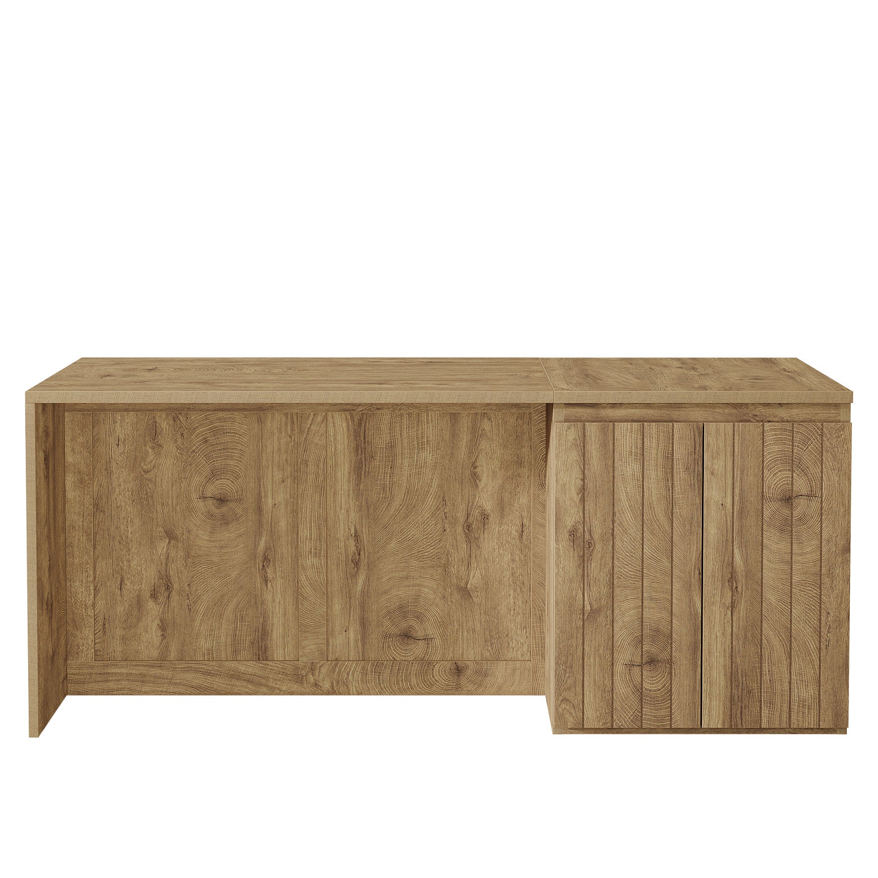 71" Counter Height Dining Table with Cabinet, Farmhouse Bar Table, Double Door Storage, Seats 6-8