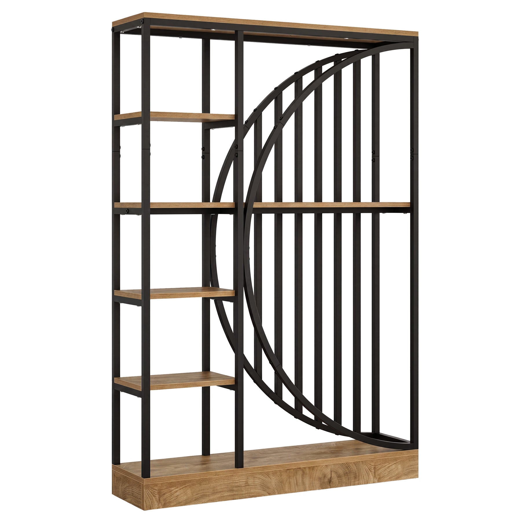 70.9" Tall Wall Room Divider, Freestanding Room Partition Screen with 5-Tier Storage Shelves