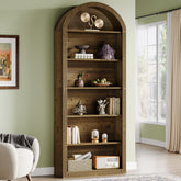 6/8-Tier Tall Bookshelf, Wooden Arched Bookcase Display Shelving Unit 3