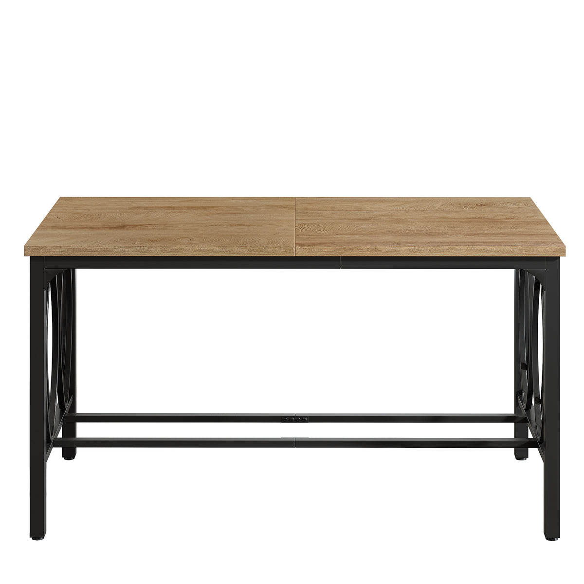 63" Industrial Bar Height Dining Table, Metal Footrest & Decorative Frame, Rectangular Pub Table(Only Table)