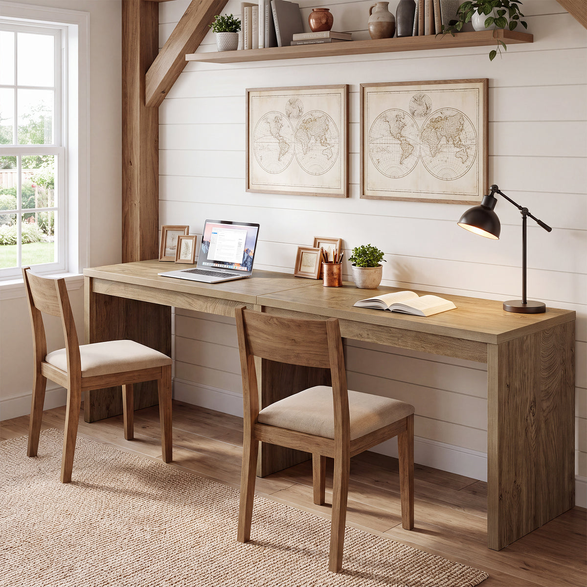 78.7" Two-Person Computer Desk, Extra-Long Double Writing Table for Home Office