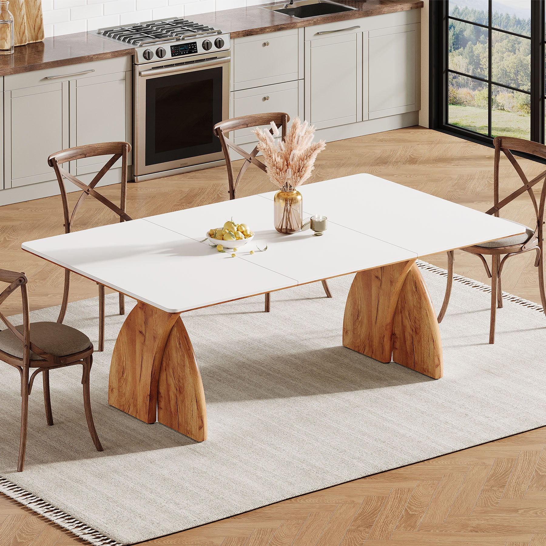 63" Dining Table for 6, Modern Kitchen Table with Heavy Duty Legs for Dining Room