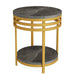 End Table, Round Faux Marble Side Table with 2-Tier Storage Shelf Tribesigns