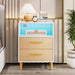 Tribesigns Nightstand, LED Bedside Table with 2 Drawers & Open Storage