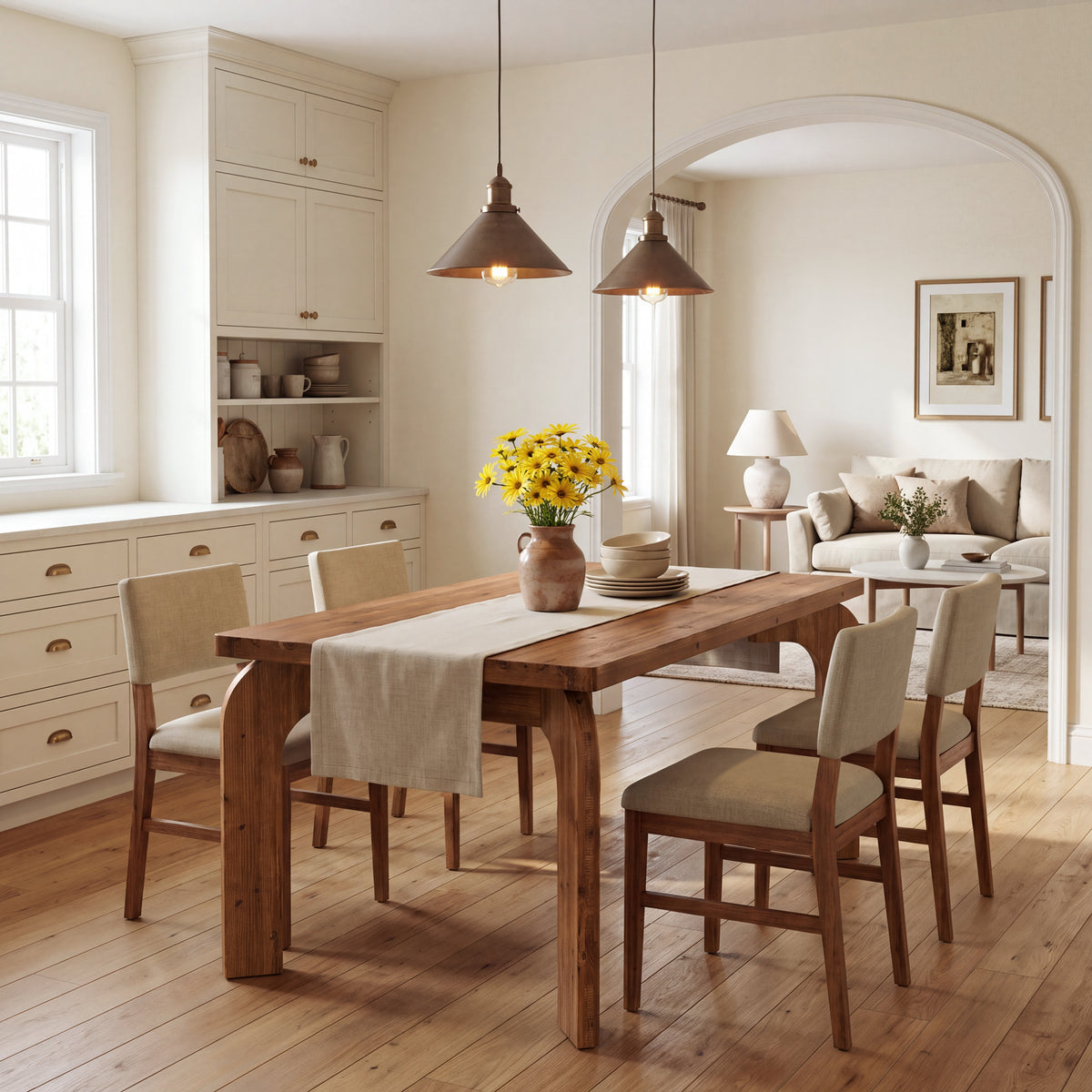 63" Solid Wood Dining Table for 4-6, Rectangular Kitchen Table