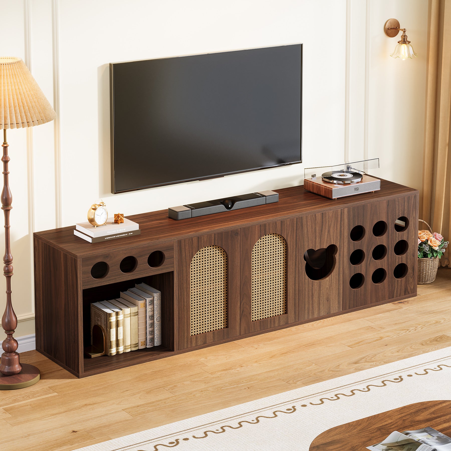 70.9" TV Stand, Extra Large Console Cabinet Entertainment Center