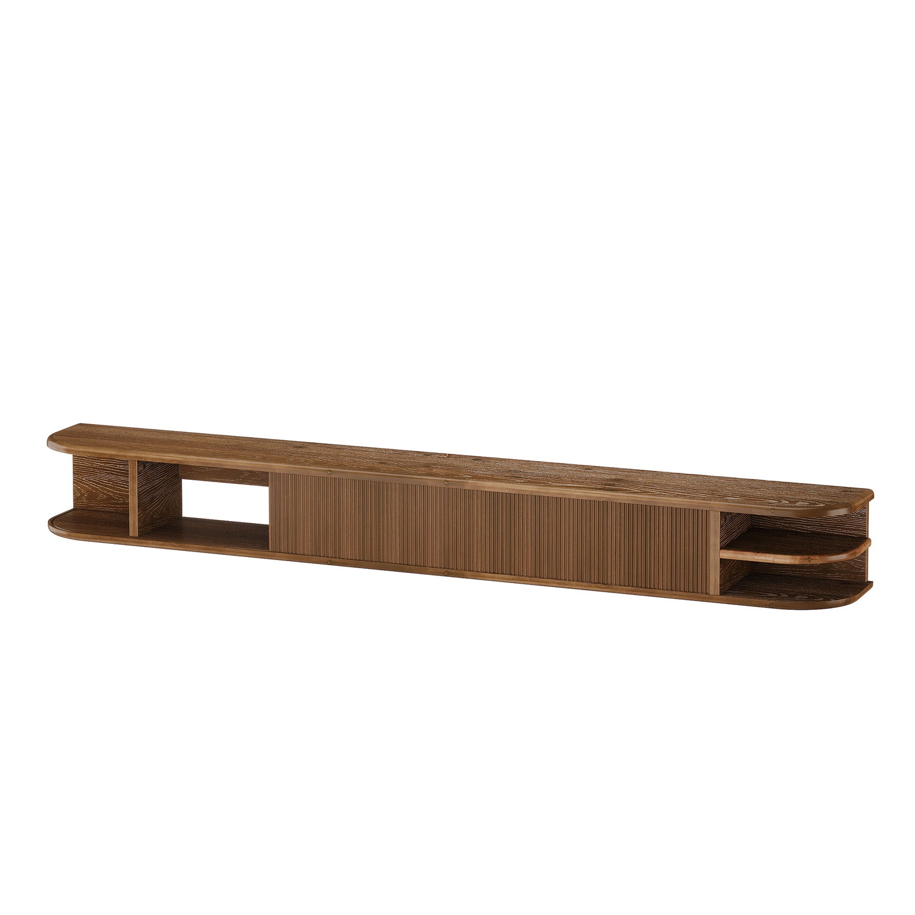 71" Floating TV Stand with Fluted Doors, Solid Wood Media Console with Cable Management for 50-90" TVs