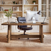 63" Farmhouse Solid Wood Executive Desk with Thick Tabletop, Home Office Desk 3