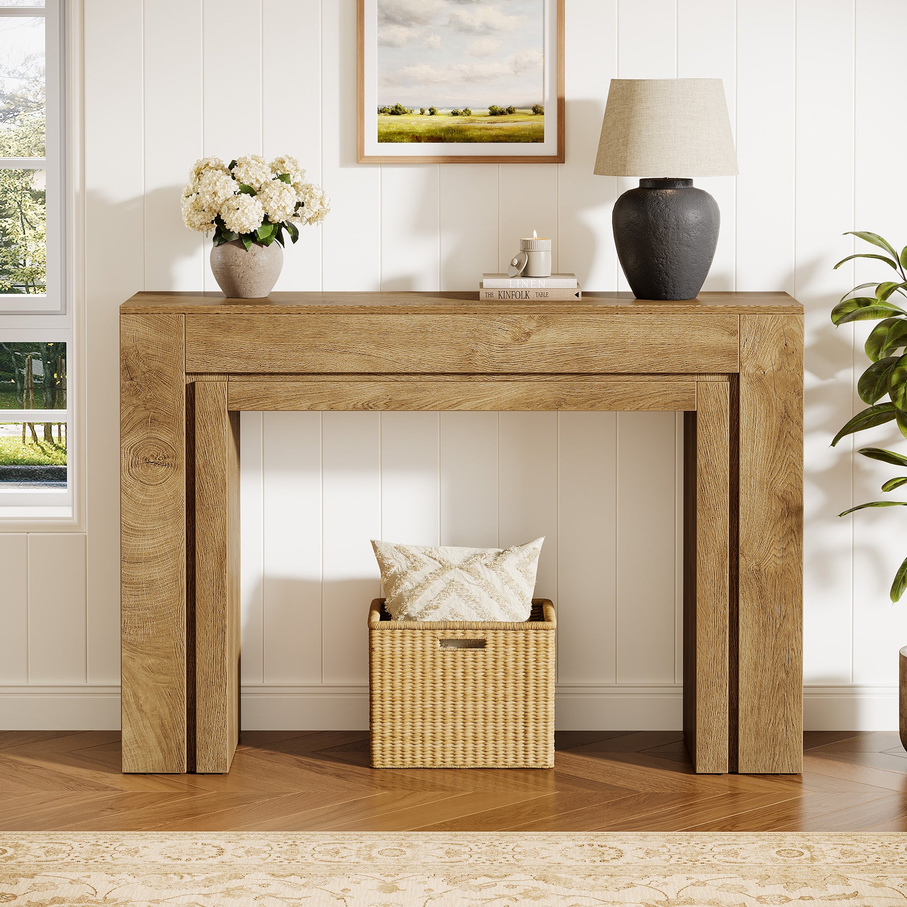 41" Modern Farmhouse Console Table, Entryway Sofa Table with Double Base for Hallway, Living Room, or Entrance