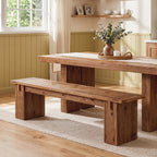 71" Farmhouse Solid Wood Dining Bench with Thick Legs, Kitchen & Dining Room Bench
