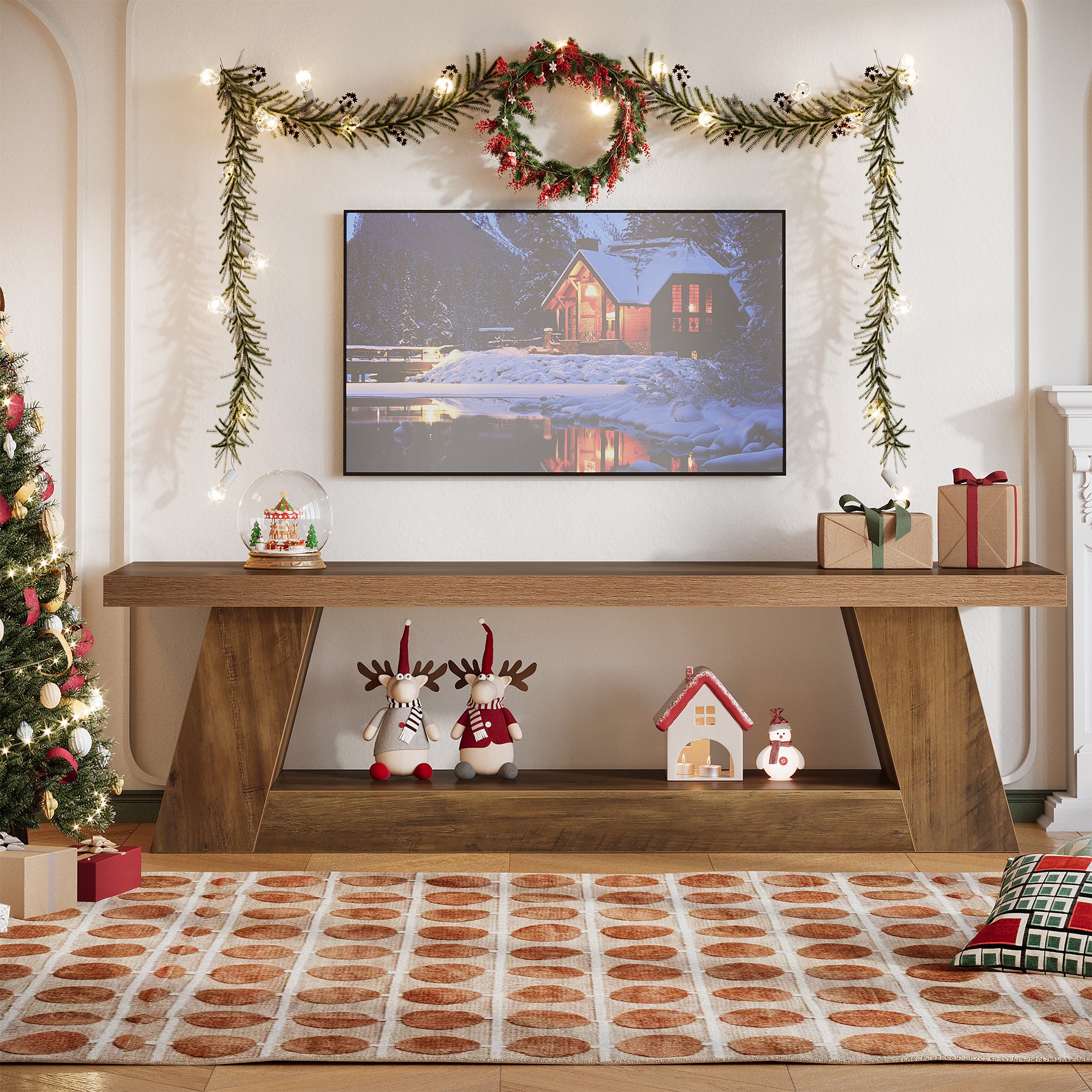 63" TV Stand for  UP to 75" TVs, Media TV Console with Storage Shelves